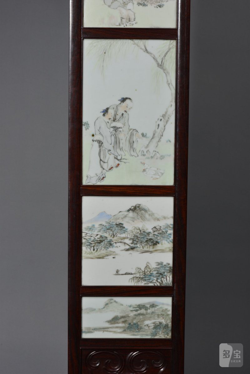 清光绪 任焕章浅绛彩山水人物花鸟八条屏 - 图11